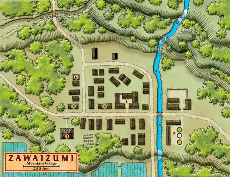 http://www.talkgraphics.com/attachment.php?attachmentid=85382&d=1321569739 Naruto World Map, Village Rpg, Japanese Villages, Japan Village, Medieval Towns, Fantasy City Map, Fantasy Map Making, Japanese Town, Village Map