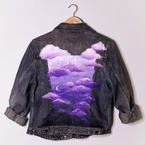 Epq Ideas, Funky Jackets, Vaporwave Sunset, Customised Denim Jacket, Prom Dresses 2023, Painted Clothes Diy, Custom Denim Jacket, Hand Painted Denim Jacket, Jacket Ideas