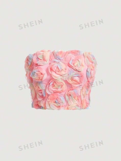 SHEIN MOD Flower Applique Slim Fit Tube Top | SHEIN USA Shein Icon, Women Tank Tops, Pink Boho, Fabric Floral, Flower Applique, Tank Top Cami, Tube Top, Fashion Online Shop, All Fashion