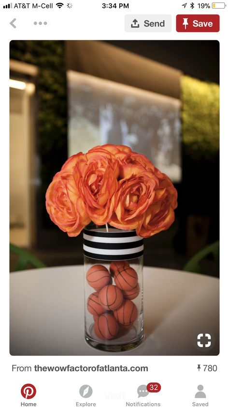 Basketball Centerpieces, Diy Super Bowl, Sports Party Centerpieces, Flower Birthday Party, Sports Party Decorations, Diy Events, Basketball Birthday Parties, Pop Art Decor, Ball Birthday Parties