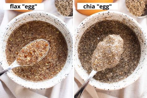 How to make a chia egg at home, using just two simple ingredients for a simple and versatile vegan egg replacement. This chia seed egg substitute binds incredibly well thanks to its gelatinous consistency, perfect for adding to cookies, cupcakes, muffins, and pancakes! Chia Seed Egg Replacement, Chia Seed Egg Substitute, Flax Egg Recipe, Chia Seed Egg, Chia Egg, Egg Free Baking, Vegan Egg Replacement, Vegan Egg Substitute, Almond Flour Pancakes