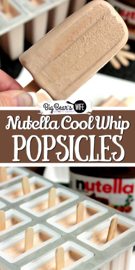 Nutella Cool Whip, Popcicles Recipes, Healthy Popsicle Recipes, Cool Whip Desserts, Ice Cream Popsicle, Healthy Popsicles, Homemade Popsicles, Popsicle Recipes, Summer Cool