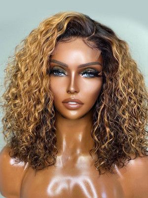 Bob Riccio, Blonde Curly Bob, Bob Lazar, Highlight Bob, Curly Bob Wig, Ombre Brown, Curly Bob Wigs, Gold Blonde, Bob Lace Front Wigs