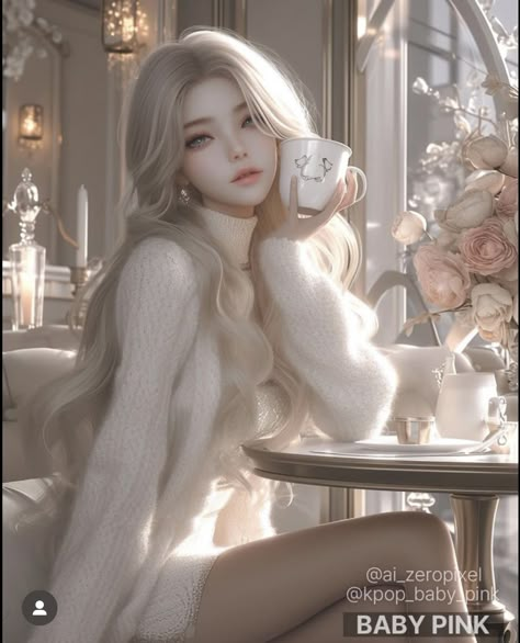 Rich Anime Woman, Female Manwha Art, Blonde Anime Princess, Ulzzang Girl Princess, Pretty Blonde Anime Woman, Still Life Drawing, Cute Couple Art, Digital Art Anime, Asian Hair