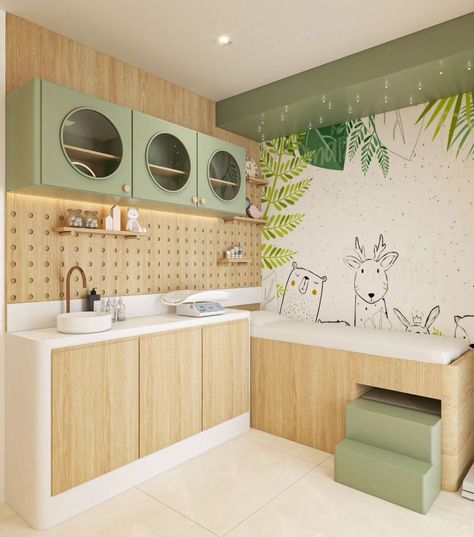 Cute Pediatrician Office, Paediatric Doctor Clinic Interior, Pediatric Consultation Room, Pediatric Clinic Design Interiors Reception, Pediatrician Clinic Interior Design, Kids Clinic Interior Design, Modern Clinic Design, Clinic Room Design, Pedia Clinic Interior Design