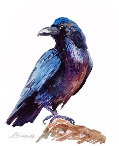 Crow Images, Bird Painting Acrylic, Crow Painting, Crow Art, Wildlife Paintings, Watercolor Painting Techniques, Animals Artwork, Buy Original Art, Watercolor Bird