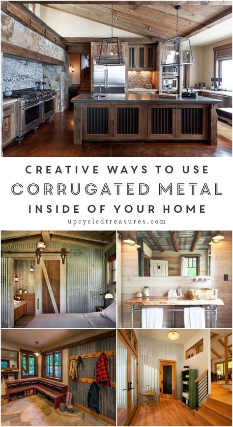 Corrugated Metal isn't just for roofs, check out these creative ways to use corrugated metal in Interior Design. MountainModernLife.com House Improvement, Rustic Industrial Decor, Corrugated Metal, Container Homes, Basement Renovations, Design Seeds, Metal Building Homes, Design Del Prodotto, Industrial House