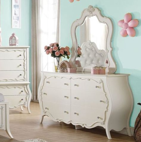 Crown Decor, Youth Furniture, Arched Headboard, Dresser Design, Youth Bedroom, Kids Dressers, White Dresser, Bedroom Panel, Wooden Drawers