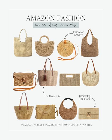 Woven bags are the perfect accessory for spring and summer! Super cute woven bags for beach vacation. Resort fashion for women.

Summer Fashion | Spring Accessories | Handbags | Purses | Clutches | Totes | Amazon Fashion

Follow comestayawhile for fearless DIY projects, neutral home decor, casual outfit inspo, makeup and skincare routine, lifestyle, parenting, and more.

Follow amandalovesamazon for home inspiration, fashion finds, and beauty items from Amazon. Summer Bags 2024 Trends, Summer Purses 2024, Summer Bags 2024, Bags For Beach, Routine Lifestyle, Inspo Makeup, Women Summer Fashion, Neutral Home Decor, Woven Bags