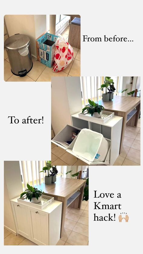 Kmart Home Hacks, Kmart Organisation Hacks, Kmart Hacks Australia, Kmart Organisation, Australia Bedroom, Kmart Hack, Recycling Bins Kitchen, Kmart Home, Kmart Hacks