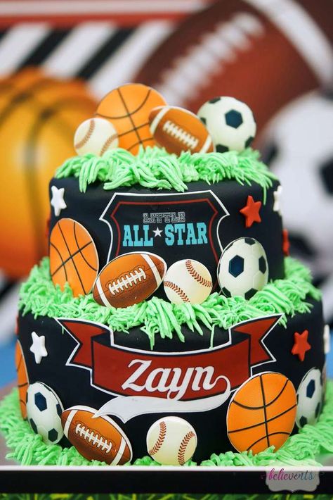 All Star Sports Birthday Cake, All Star Cake Sports, Sports Birthday Party Cake, All Star Birthday Cake, Sports Birthday Cakes For Boys, All Star Birthday Party Sports Boys, Sports Cakes For Boys Birthdays, Sports Cake Ideas, Sports Birthday Party Ideas