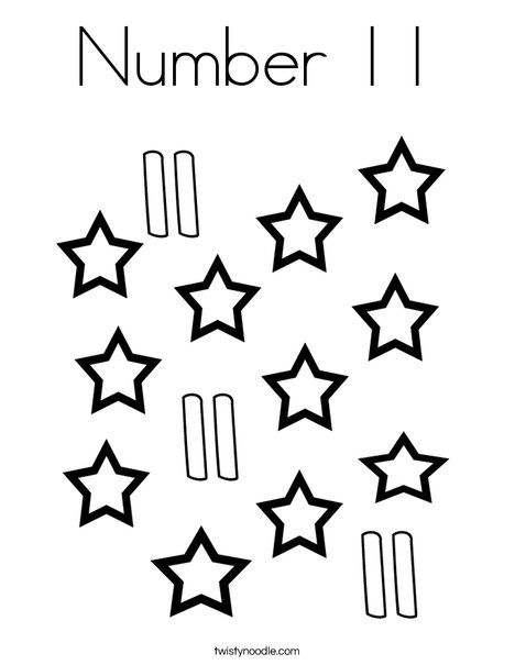 Number 11 Coloring Page - Twisty Noodle 30 Number, Handwriting Numbers, Prek Ideas, Funny Numbers, 20 Number, Math Pages, Twisty Noodle, Learning Sites, Holiday Lettering