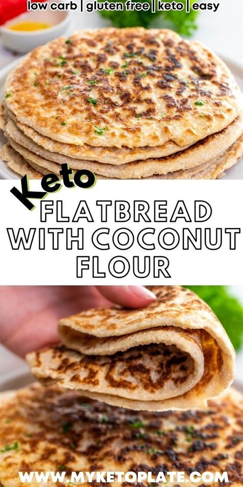 Learn how to make soft and flexible tortillas without flour using coconut flour. They're easy to make from scratch and contain only 4g net carbs each! These keto-friendly tortillas are great for making wraps, pizza crusts, dipping in sauces, and more. Whether you're on a low-carb diet or just trying to eat healthier, these simple coconut flour tortillas are a tasty option. Flourless Tortillas, Keto Tortilla Wraps, Keto Tortilla Recipe, Low Carb Corn Tortillas, Gf Wraps, Keto Brood, Coconut Flour Tortillas, Keto Tortilla, Healthy Low Fat Recipes