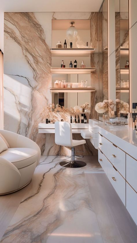 Ruang Make Up Mewah, Dream Beauty Room, Makeup Room Luxury, Beauty Room Luxury, Luxury Glam Room, Make Up Room Luxury, Luxury Teen Bedroom, Luxury Vanity Design, Makeup Room Aesthetic