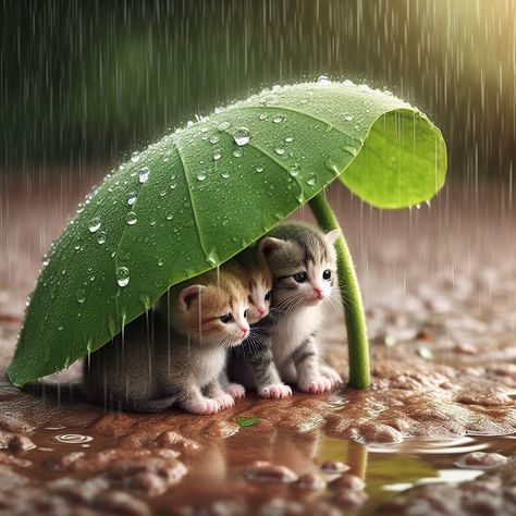 Raining Scenery, Cat And Rain, Cats In The Rain, Rain Morning, Rainy Day Images, Rainy Good Morning, Rainy Day Pictures, Jumping In Puddles, Lode A Dio