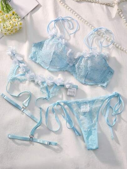 Blue Lingerie Aesthetic, Light Blue Lingerie, Pastel Lingerie, Lingerie Aesthetic, Lacey Lingerie, Nightwear Outfits, Bra Art, Store Design Boutique, Blue Lingerie