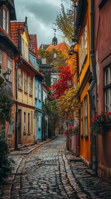 Charming Cobblestone Lane: A #picturesque #cobblestone #alley lined with vibrant, colorful #architecture on a #quiet, overcast day. #historic #vibrant #buildings #aiart #aiphoto #stockcake ⬇️ #Download and 📝 #Prompt 👉 https://stockcake.com/i/charming-cobblestone-lane_446924_564187 Colorful Architecture, Perspective Images, Street Photography Urban, Cobblestone Street, City Streets Photography, Colorful Buildings, Perspective Photography, Cityscape Photography, Architecture Images