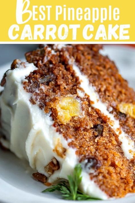 Old fashioned carrot cake with fresh pineapple that's is moist and delicious. Just the way Grandma used to make it!Moist Pineapple Carrot cake #pineapplecarrotcake #carrotcake #carrotcakerecipe #moistcarrotcake #oldfashionedpineapplecarrotcake Carrot And Pineapple Cake, Pineapple Carrot Cake, Cake With Pineapple, Carrot Cake With Pineapple, Moist Carrot Cakes, Pineapple Cake, Carrot Cake Recipe, Homemade Cakes, Carrot Cake