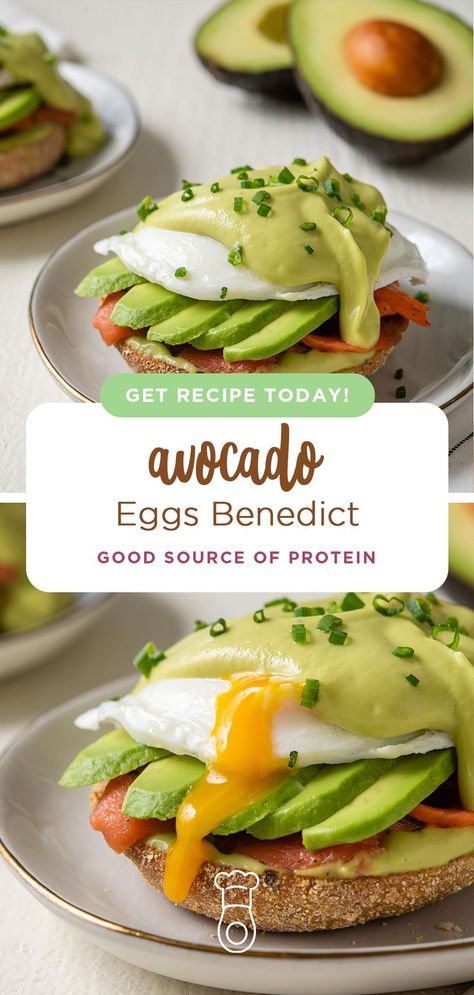 Avocado Eggs Benedict, Benedict Recipe, Eggs Benedict Recipe, Avocado Toast Egg, Avocado Butter, Avocado Breakfast, Fresh Avocado, Hollandaise Sauce, Egg Toast