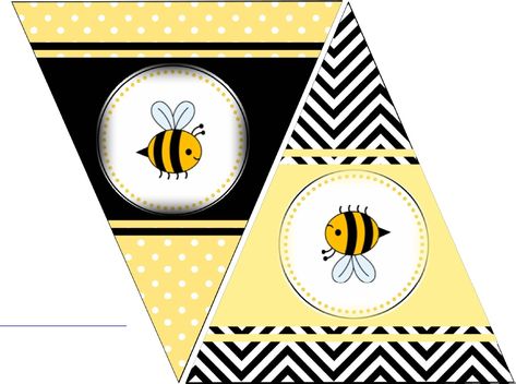 Free Printable Bee Party Theme Flag Banner. If you would like the entire FREE set with cupcake wrappers, toppers and garland you can get it here: http://www.seshalynparty.com/event-party-planning/bee-party-theme-free-printables/ Spelling Bee Decorations, Bee Party Theme, Bee Banners, Bee Themed Classroom, Bee Theme Party, Bee Classroom, Bee Printables, Bee Birthday Party, Mommy To Bee