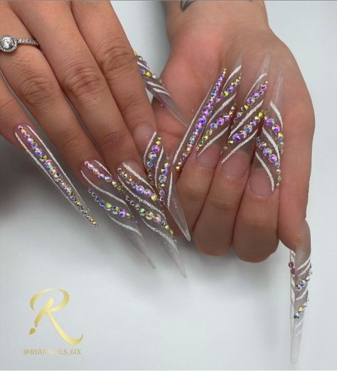 Beige Nails Design, Nails Tech, Nails Clear, Luminous Nails, Spring Acrylic Nails, Unicorn Nails, Swarovski Nails, Stiletto Nails Designs, Exotic Nails