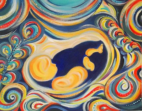 (Slideshow) Have you seen these breathtaking paintings of babies in the womb? Medical Painting, Placenta Art, Womb Art, Heartbeat Art, Ultrasound Art, Baby In Womb, Breastfeeding Art, Emotional Painting, Pregnancy Art