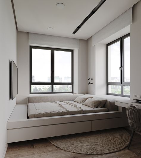 查看此 @Behance 项目: "Moskow_apt3" https://www.behance.net/gallery/71715527/Moskow_apt3 Interior Design Examples, Minimal Interior Design, Dekorasi Kamar Tidur, Bedroom Decor Cozy, 아파트 인테리어, Small Room Design, Modern Houses Interior, Minimalism Interior, Room Design Bedroom