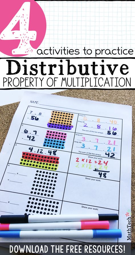 Distributive Property Of Multiplication Anchor Chart, 3rd Grade Distributive Property, Multiplication Distributive Property, Distributive Property Of Multiplication 3rd Grade, Communitive Property Multiplication, Associative Property Of Multiplication Activities, Multiplication Properties 3rd Grade, Properties Of Multiplication 3rd Grade, Distributive Property 3rd Grade