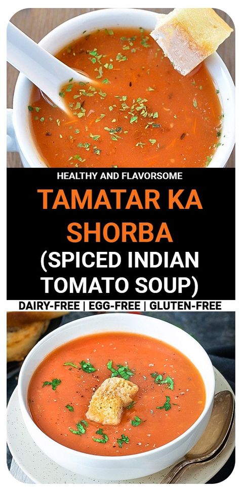 Tomato Soup Recipe Indian, Tomato Soup Instant Pot, Indian Tomato Soup, Shorba Recipe, Curried Tomato Soup, Soup Instant Pot, Indian Soup, Tomato Soup Easy, Tomato Curry