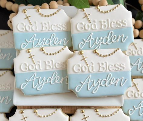 Baptism - Dolce Custom Cookies Baptism Cookies Boy, Baptism Cookies Decorated, Boy Baptism Cookies, Christening Cookies, Baptism Cookies, Cupcake Cookie, Cupcakes For Boys, Baptism Ideas, Baby Boy Baptism