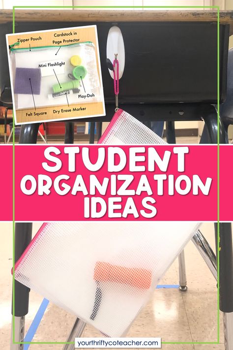 Student Whiteboard Organization, Desk Organization For Students, Student Desk Organization Ideas, Desk Arrangement For Talkative Students, Student Desk Organization Elementary, Student Desk Storage Ideas, Student Desk Ideas, Student Organization Ideas, Classroom Desk Organization