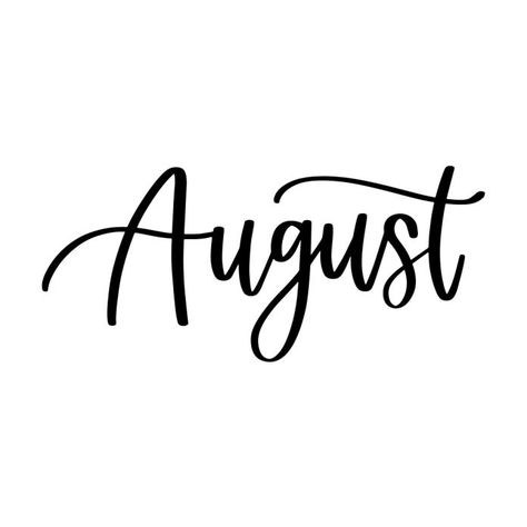 August Calendar, Hand Lettered, Digital Download