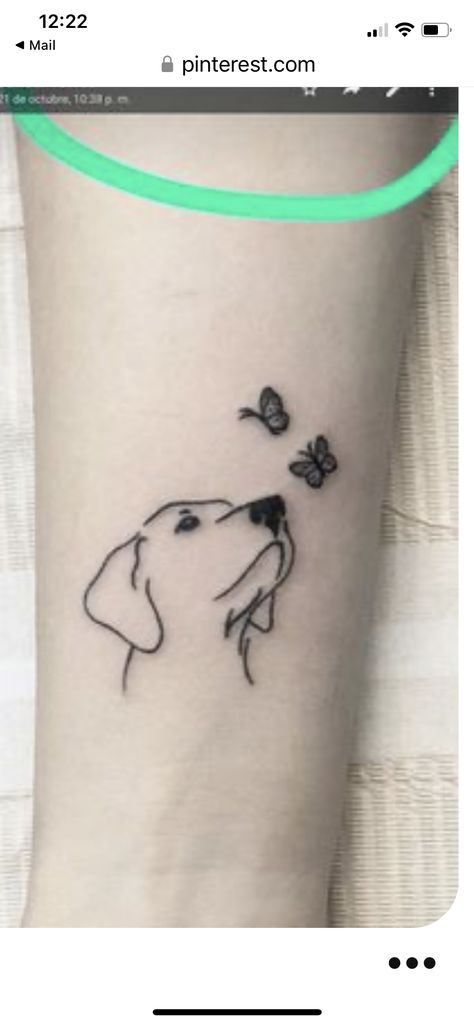 Dog With Butterfly On Nose Tattoo, Labrador Dog Tattoo, Simple Dog Tattoos, Labrador Tattoo, Nose Tattoo, Animal Tattoos For Women, Puppy Tattoo, Minimal Tattoo Designs, Minimal Tattoo Ideas