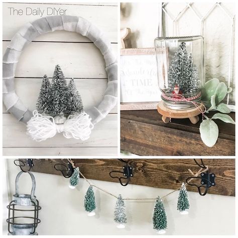 3 tutorials using dollar tree supplies  bottle brush trees! Diy Inspiration Board, Bottle Brush Tree, Candle Ring, Brush Trees, Brush Tree, Festival Diy, Candle Rings, Bottle Brush Trees, Bottle Brush