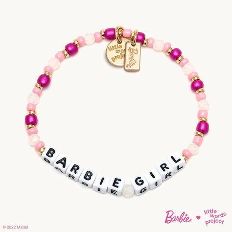 LWP "Barbie Girl- Barbie x LWP" Beaded Bracelet! Hand-crafted using acrylic beads, gold-plated brass hardware, elastic stretch! Barbie Inspired Accessories, Barbie Inspired Bracelet, Barbie Inspired Jewelry, Barbie Gift Ideas, Barbie Beads, Barbie Bracelets, Barbie Bracelet, Barbie Jewerly, Barbie Merch