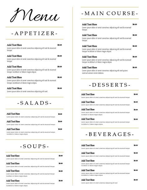 Menu Template Free Printable Restaurant, Restaurant Menu Design Ideas Templates, Restaurant Menu Design Ideas, Menu Design Ideas Templates, Free Menu Templates, Menu Sans Gluten, Restaurant Flyers, Cafe Menu Design, Food Logo Design Inspiration