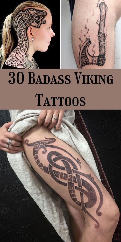 With shows like Vikings and The Last Kingdom, Viking culture and Norse mythology are on the rise again. They were fierce, great sailors, and had excellent hygiene, so I get where the fascination comes from. #30 #Badass #VikingTattoos Arm Tattoo Viking, Viking Ship Tattoo, Valhalla Tattoo, Viking Tattoos For Men, Traditional Viking Tattoos, Fierce Tattoo, Viking Warrior Tattoos, Norse Mythology Tattoo, Pagan Tattoo