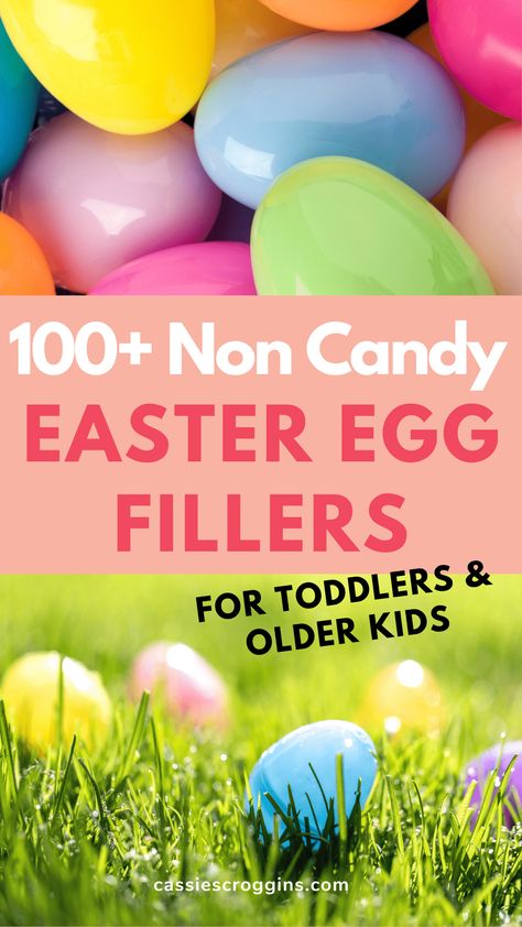 Sick of the candy but also don't want to fill your Easter Eggs with junk? Heres over 100 of the best non-candy Easter Egg Fillers ideas! What do yuo put in plastic Easter eggs Instead of candy? From small toys and trinkets to fun activities and games, there are Easter egg stuffers on this list for everyone. Easter egg toys, Easter egg hunt fillers, egg fillers for toddlers, for older kids, for boys, for girls, for kids for babies! Easter crafts. #cassiescroggins Non Candy Easter Egg Fillers, Easter Egg Filler Ideas, Egg Filler Ideas, Easter Egg Stuffers, Easy Easter Brunch, Egg Stuffers, Egg Shakers, Easter Eggs Kids, Candy Alternatives