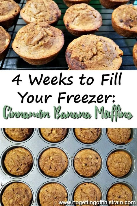 Freezer Muffins, Cinnamon Banana Muffins, Muffin Healthy, Banana Cinnamon Muffins, Dinner Recipes On A Budget, Fill Your Freezer, Dessert Muffins, Portable Breakfast, Budget Freezer Meals