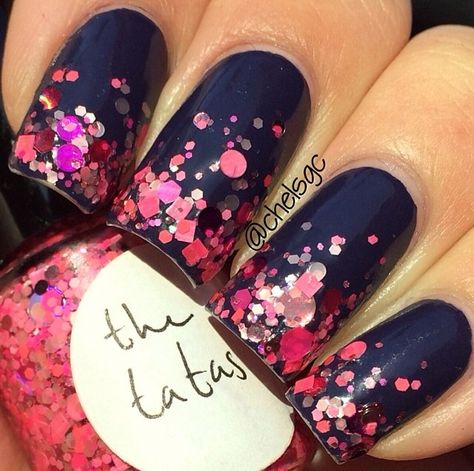 Pink Navy Nails, Pink And Navy Nail Designs, Navy Pink Nails, Navy And Pink Nails Ideas, Navy Blue And Pink Nail Ideas, Navy Blue And Pink Nails Acrylic, Navy And Hot Pink Nails, Navy Blue And Pink Nails, Magenta And Navy Blue Nails