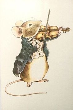 Mouse Playing Violin, Animals Playing Instruments Art, Animals Playing Instruments Illustration, Animal Playing Instrument Drawing, Mouse Playing Instrument, Violin Art Drawing, Orchestra Painting, Animals Playing Instruments, Violin Illustration