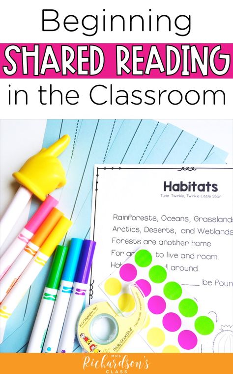 Use big books and poems in shared reading to teach your students reading strategies and phonics lessons! Find out how, the tools you'll need, and see a weekly guide for your kindergarten, first grade, and second grade classroom. Shared Reading Kindergarten, Shared Reading Activities, Second Grade Classroom, Interactive Writing, Reading Lesson Plans, Big Books, Balanced Literacy, Phonics Lessons, Kindergarten Lesson Plans