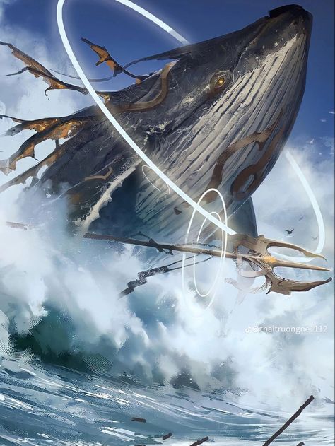 Flying Whale, Creature Artwork, Fantasy Beasts, 다크 판타지, Creature Drawings, Fantasy Creatures Art, Fantasy Monster, Mythical Creatures Art, Sea Monsters