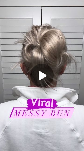 Megan Wadsworth 💅 Press-on Nails on Instagram: "My version of the viral messy bun 😉  It’s quick. It cute. And, it definitely checks the messy box. ☑️ Perfect gym hair for me.  You don’t need to add Bobby pins. But they allow me more control over the bun for long lasting wear.  #flightattendant #messybun" Quick Long Hair Updos, Messy Bun For Work, Messy Bun Ponytail, Buns For Layered Hair, Messy Bun For Wedding, Loose Top Knot Bun, Mom Bun, How To Make A Low Bun, Messy Buns For Medium Hair