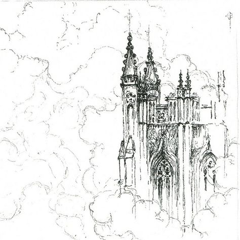 Goth Castle Tattoo, Drawing Alternative, Goth Castle, Gothic Architecture Drawing, Church Tattoo, Castle Architecture, Gothic Drawings, Castle Tattoo, Castle Drawing