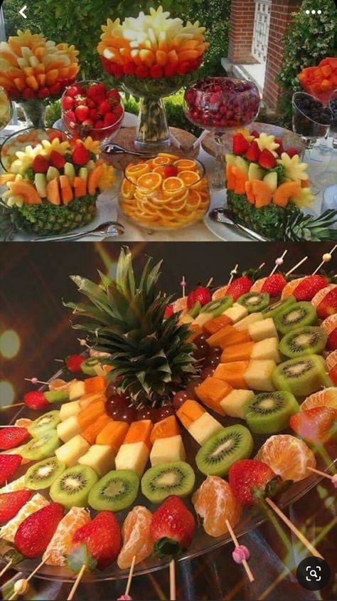 Finger Food Table, Food Table Design, Charcuterie Grazing Table, Fruit Display Wedding, Best Summer Salads, Yummy Veggies, Fruit Platter Designs, Fruit Trays, Veggies And Fruits