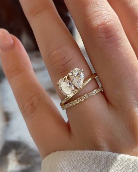 Cultured Clarity by The Moissanite Company on Instagram: "For those who adore sentiment and romance 💞 Our Emerie Toi Et Moi Ring is a divine style featuring a duo of pear and oval lab diamonds. ⁠
⁠
A “toi et moi” ring, translated from French as “you and me,” symbolises the union of two individuals, making the ring extremely unique and special.⁠
⁠
Swipe for an up-close look of the Emerie Toi Et Moi design 💭⁠
⁠
#culturedclarity #themoissanitecompany #labgrowndiamonds #toietmoiring" The Moissanite Company, Toi Eat Moi With Wedding Band, Cushion Ring, The Union, Lab Diamonds, Wedding Band, Lab Grown Diamonds, Wedding Bands, Pear