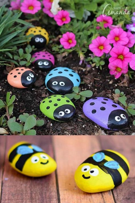 Painted Rock Ideas, Garden Decor Crafts, Rainbow Diy, Nature Craft, Family Diy, Creative Arts And Crafts, Food Diy, Rock Ideas, Baby Shower Decor