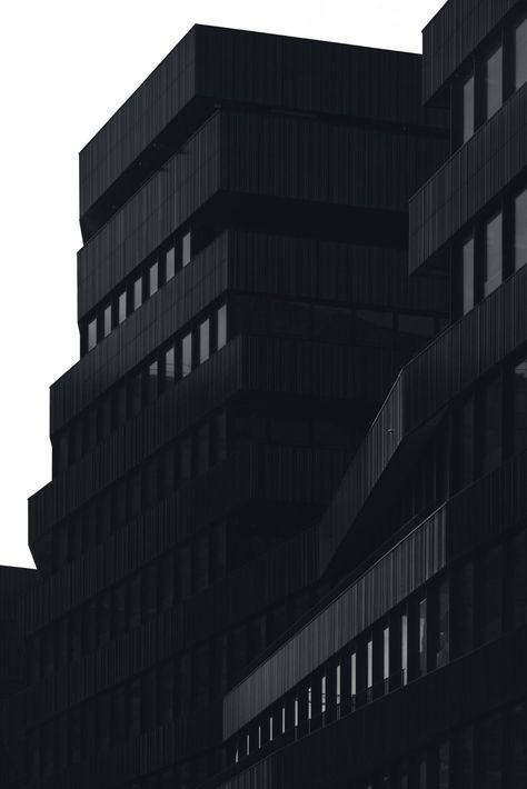 Black Style Wallpaper, Black Building Wallpaper, Dark Building Aesthetic, Archillect Aesthetic, Winter Outfits 2022, Fashion Winter Outfits, Black Architecture, Black Building, Brutalism Architecture