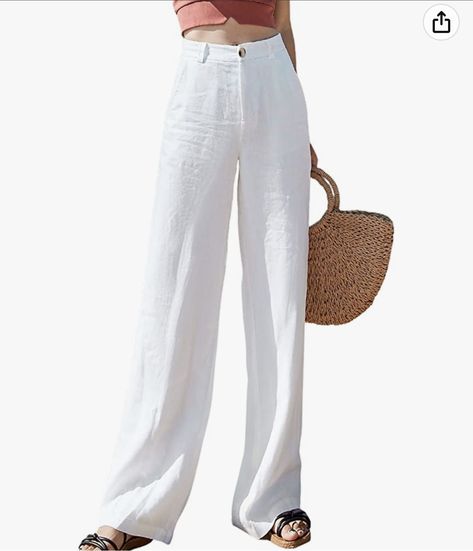 Perfect Spring Pants Find on Amazon! White Pants Women, High Waisted Dress Pants, High Waisted Wide Leg Pants, Flowy Pants, Long Trousers, Womens Casual, Straight Leg Trousers, Stylish Fashion, High Waisted Pants